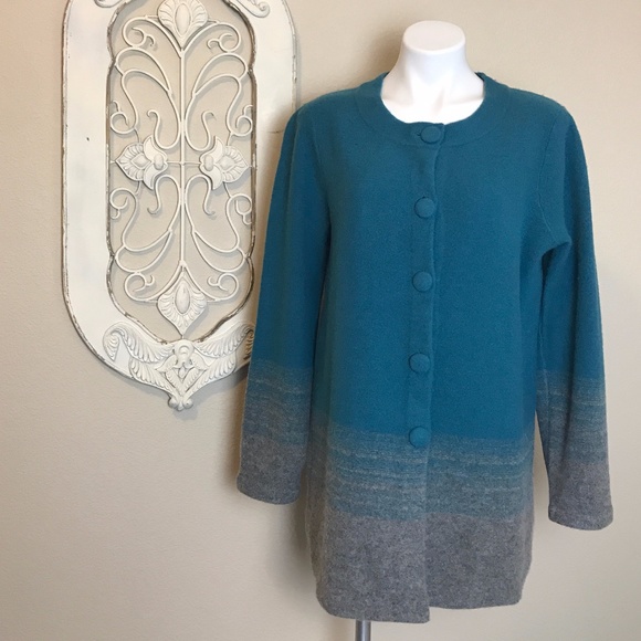 Pendleton Sweaters - Pendleton | Teal Grey Button Down Wool Cardigan L